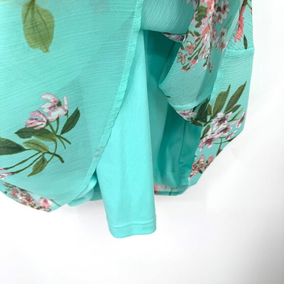 Tommy Hilfiger Womens Size 8 Green Floral Chiffon Dress A Line Sleeveless Lined - Picture 4 of 11